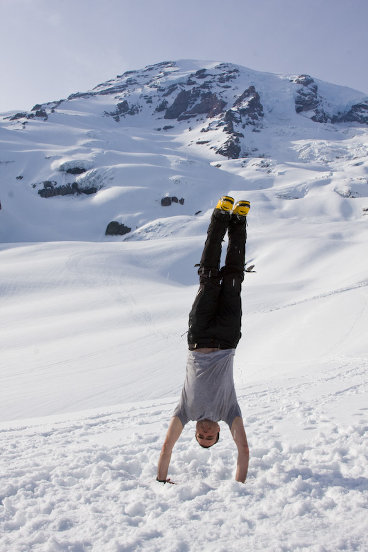 Me Doing A Handstand And Mount Rainier